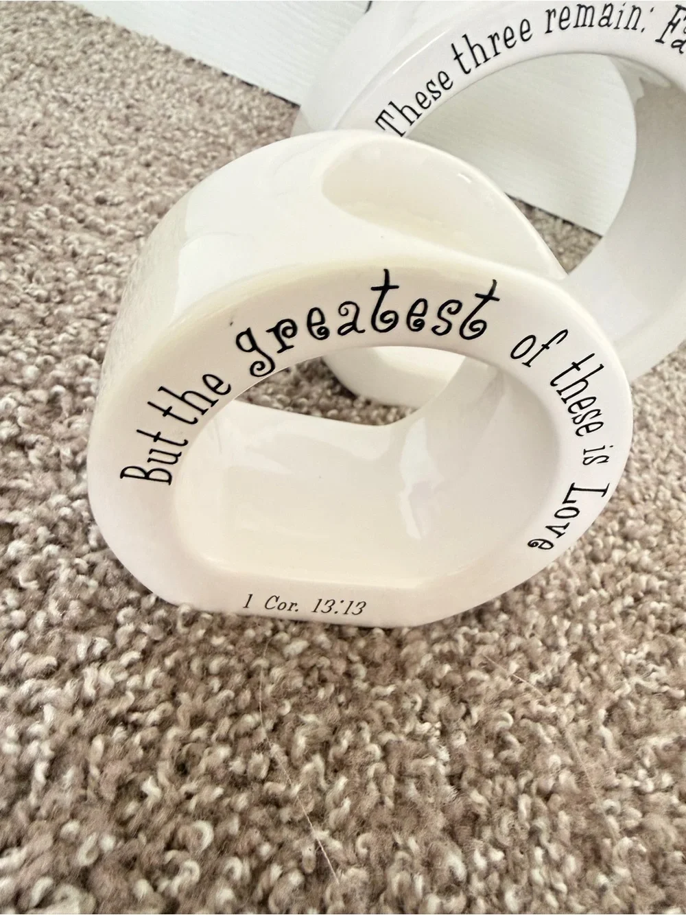 Faith Hope Love White Ceramic Nesting Candle Holders - Set of 3